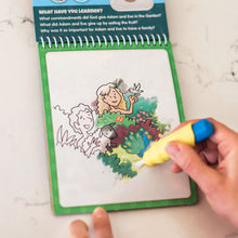 Load image into Gallery viewer, 6 Pack of Aqua Brush Christian Activity Books Series: Old Testament #1 & #2, New Testament #1 & #2, Book of Mormon #1 & #2