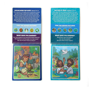 Two Pack Book of Mormon & New Testament Aqua Brush Activity Books, Reusable Travel Activity