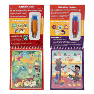 2 Pack Dino & Farm Aqua Brush Set, Color with Water, Reusable Travel Activity Books