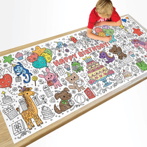 Birthday Table-Size Coloring Page | 30" x 72" inches