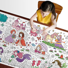 Load image into Gallery viewer, Princess &amp; Mermaid Table-Size Coloring Page | 30&quot; x 72&quot; inches