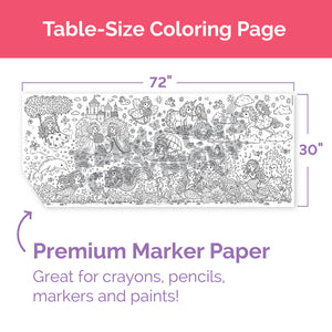 Princess & Mermaid Table-Size Coloring Page | 30" x 72" inches