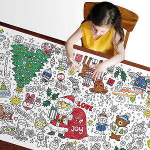 Santa Christmas Table-Size Coloring Page | 30" x 72" inches
