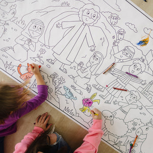 Table-Size Easter Resurrection Coloring Page | 30" x 72" inches