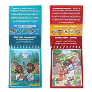 Two Pack New Testament Aqua Brush Activity Book Set, Reusable Travel Activity