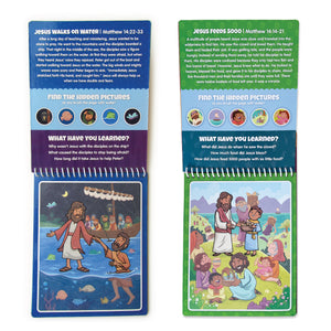 Two Pack New Testament Aqua Brush Activity Book Set, Reusable Travel Activity