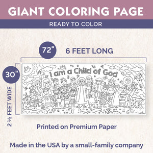 Giant I am a Child of God Coloring Page | 30" x 72" inches