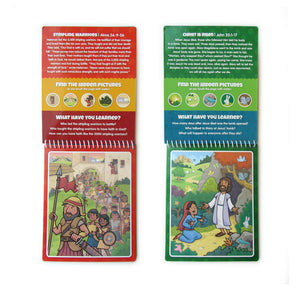 Two Pack Book of Mormon & New Testament Aqua Brush Activity Books, Reusable Travel Activity